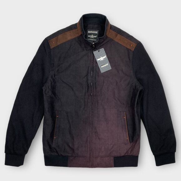 Barabas Bomber Jacket Mens Extra Large Quilted Wool Blend Zip Knit Sleeve Black